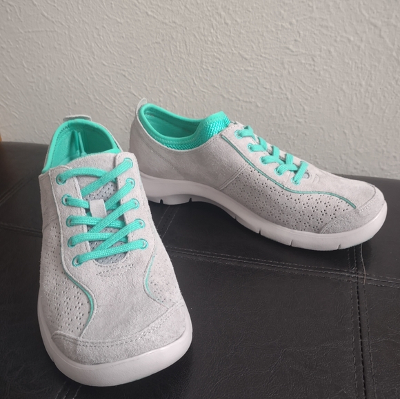 Dansko Elise Women's Comfort Walking Shoes Grey Suede Teal Size 38 US 7.5-8 - Picture 2 of 12